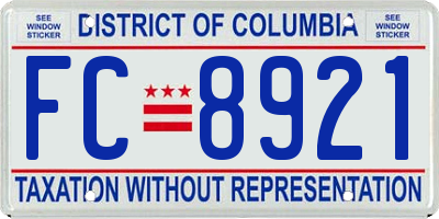 DC license plate FC8921