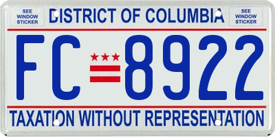 DC license plate FC8922