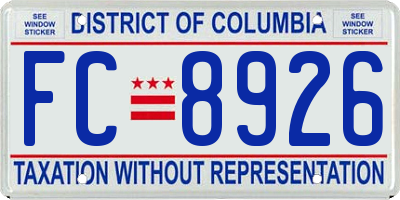 DC license plate FC8926