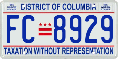 DC license plate FC8929