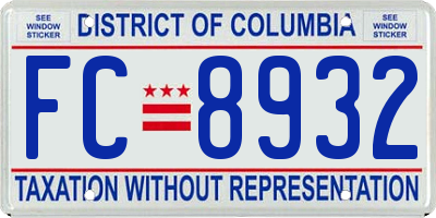 DC license plate FC8932