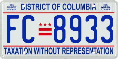 DC license plate FC8933