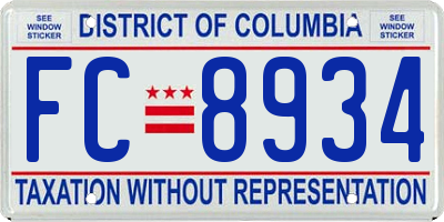 DC license plate FC8934