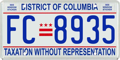 DC license plate FC8935