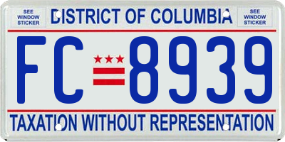 DC license plate FC8939