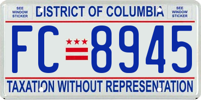 DC license plate FC8945