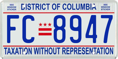 DC license plate FC8947