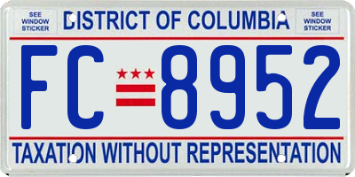 DC license plate FC8952