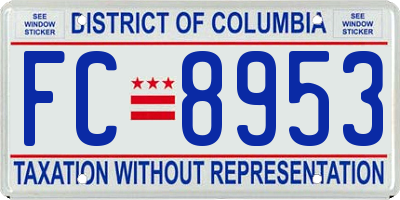 DC license plate FC8953