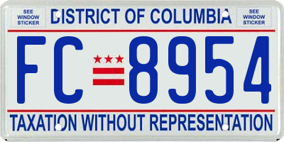 DC license plate FC8954