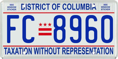 DC license plate FC8960