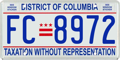 DC license plate FC8972