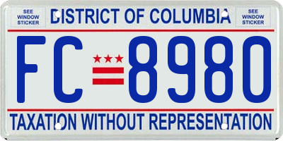 DC license plate FC8980