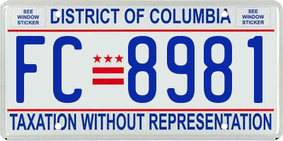 DC license plate FC8981