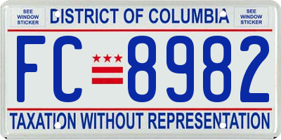 DC license plate FC8982