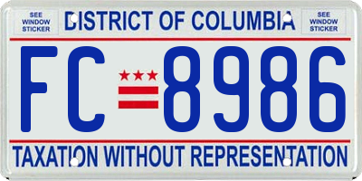 DC license plate FC8986