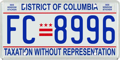 DC license plate FC8996