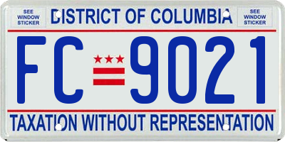 DC license plate FC9021