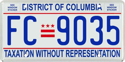 DC license plate FC9035