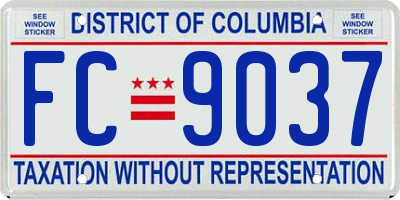 DC license plate FC9037