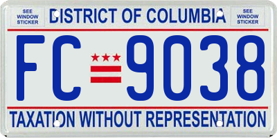 DC license plate FC9038