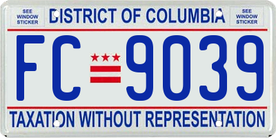 DC license plate FC9039