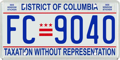 DC license plate FC9040