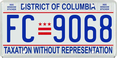 DC license plate FC9068