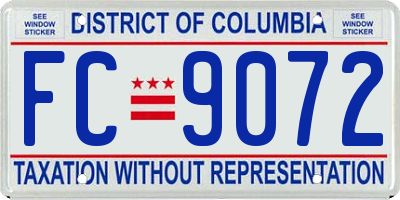 DC license plate FC9072