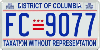 DC license plate FC9077