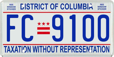 DC license plate FC9100