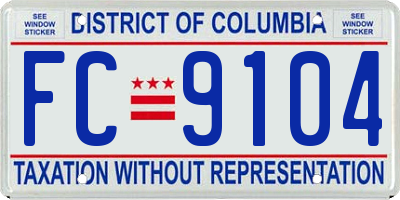 DC license plate FC9104