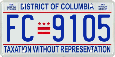 DC license plate FC9105