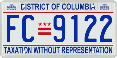 DC license plate FC9122