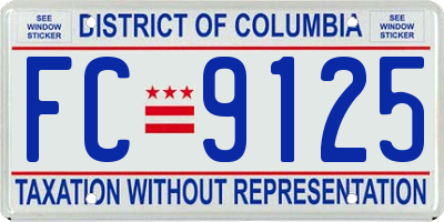 DC license plate FC9125