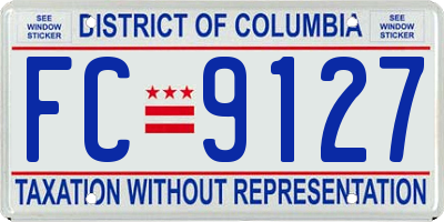 DC license plate FC9127