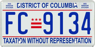 DC license plate FC9134