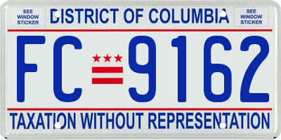 DC license plate FC9162