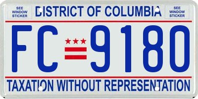 DC license plate FC9180