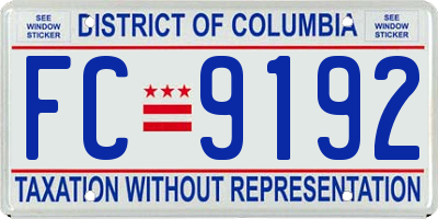 DC license plate FC9192