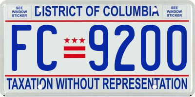 DC license plate FC9200