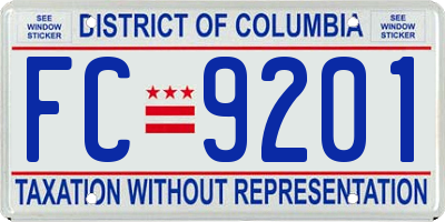 DC license plate FC9201