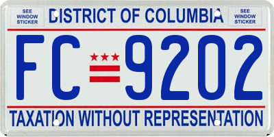 DC license plate FC9202