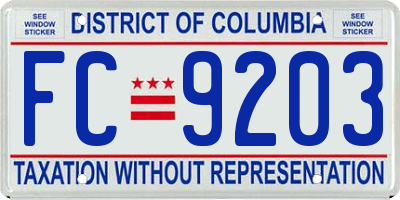 DC license plate FC9203