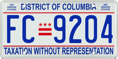 DC license plate FC9204