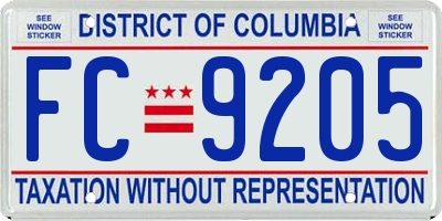 DC license plate FC9205