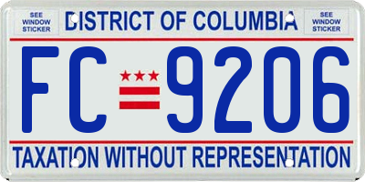 DC license plate FC9206