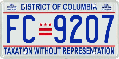 DC license plate FC9207