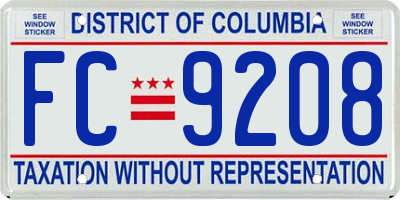 DC license plate FC9208