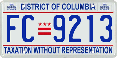 DC license plate FC9213